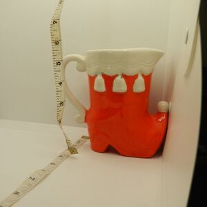 Christmas Ceramic Boot Creamer Red Boot Stocking Decoration Vintage
